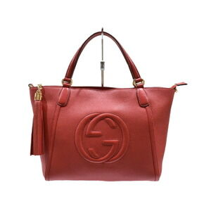 GUCCI Soho Bag Interlocking GG Red Leather Handbag Shoulder Crossbody Strap